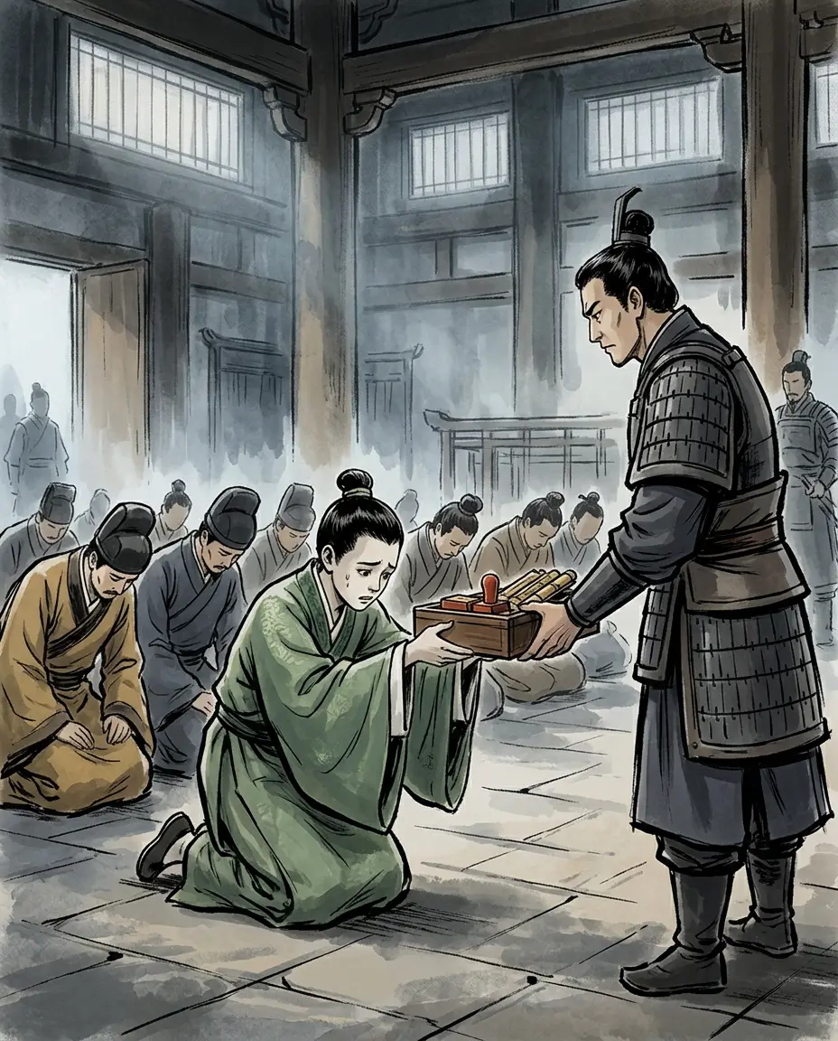 Panel 03: But Liu Biao died first. His younger son Liu Cong chose not to fight.