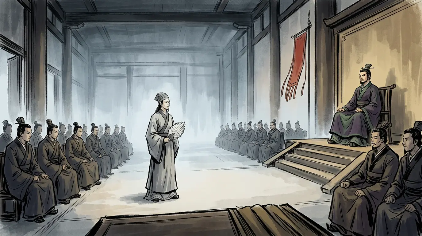 Panel 10: At Chaisang, a twenty-seven-year-old with no army of his own stood in front of the court of Wu.