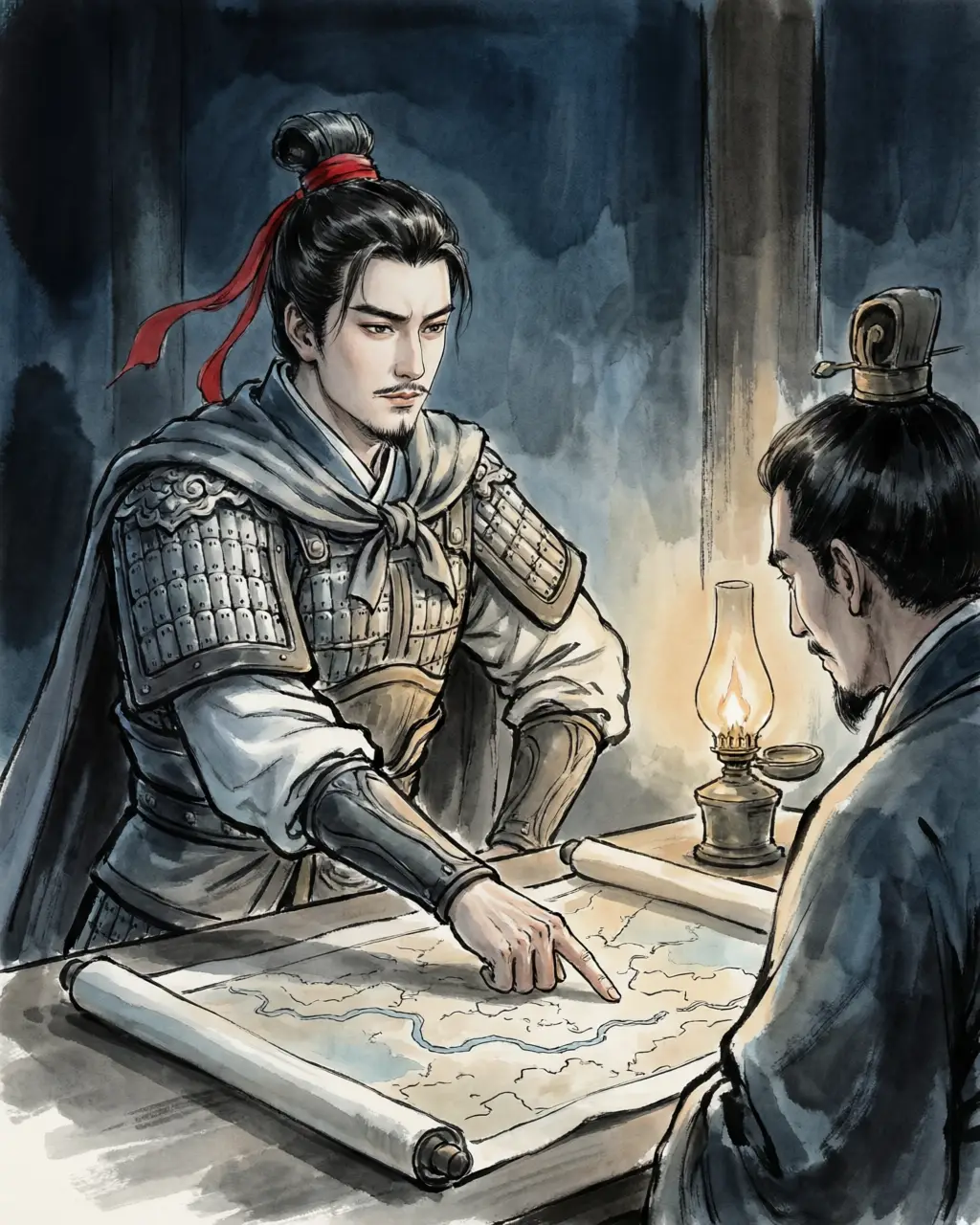Panel 12: Zhou Yu stood up and counted Cao Cao's real weaknesses on his fingers.