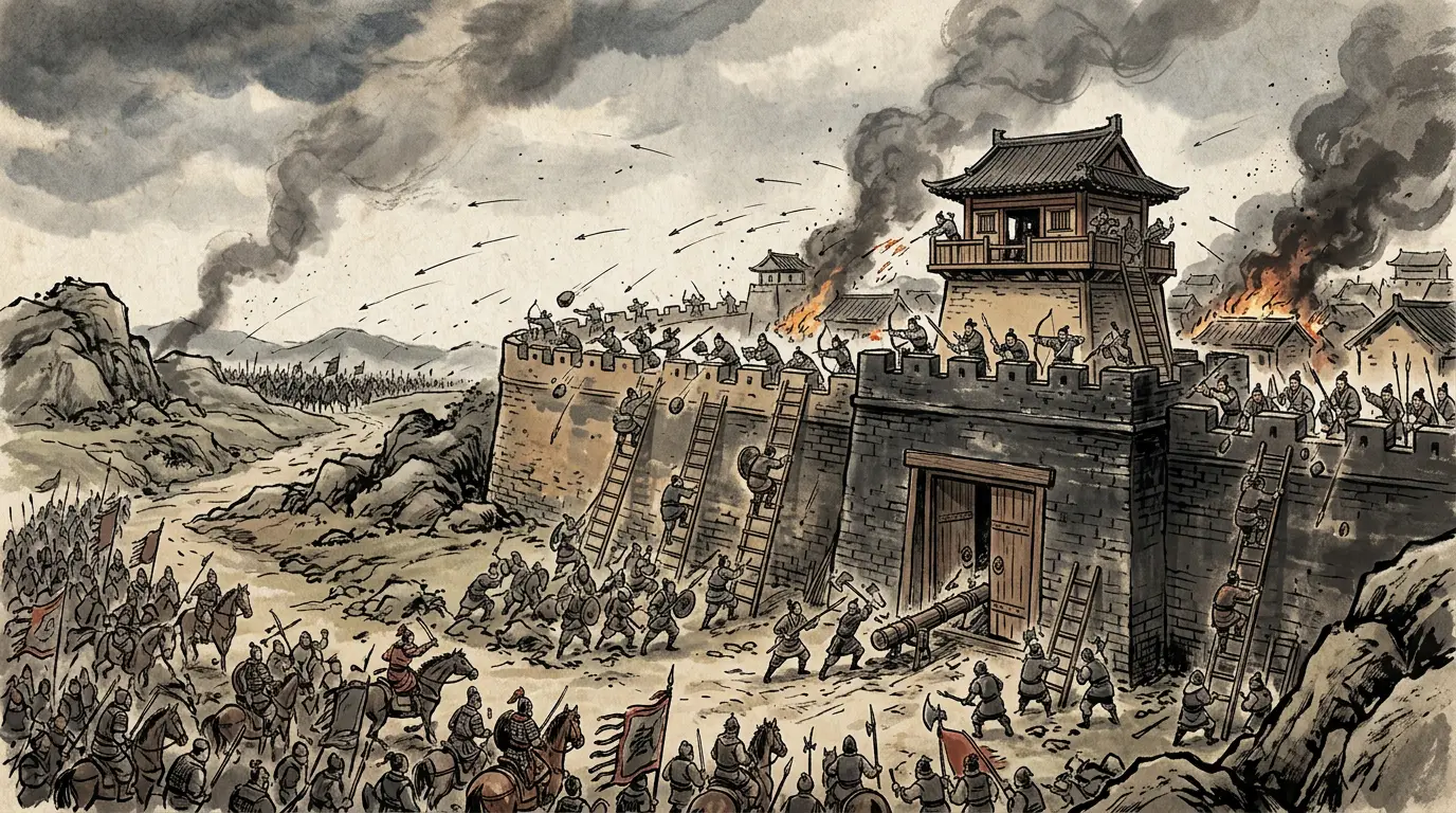Panel 03: At Boma, Yan Liang closed the siege. The ford across the river was the first prize of the war.