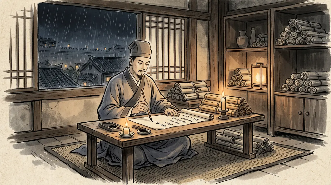 Panel 09: Xun Yu's answer: hold. Yuan Shao has brought everything to one place; if you cannot break him now, he will break you. This is the hour the whole war turns on.