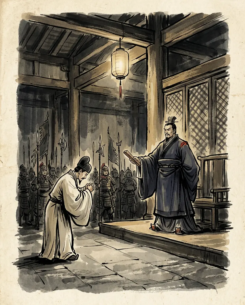 Panel 02: It began as a war announced against someone else. In the third month of 211, Cao Cao proclaimed a campaign against Zhang Lu in Hanzhong — and every road to Hanzhong ran through Guanzhong.