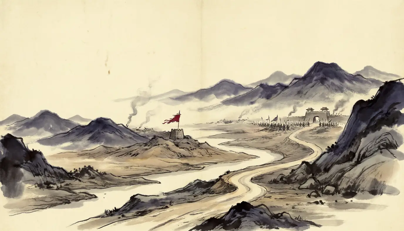 Panel 16: Guanzhong belonged to Wei. Yang Qiu gave up Anding and kept his commandery; the rest of the coalition were dead, fled, or waiting for their hour. The road to Hanzhong, opened as a pretext in 211, would be walked in earnest four years later.