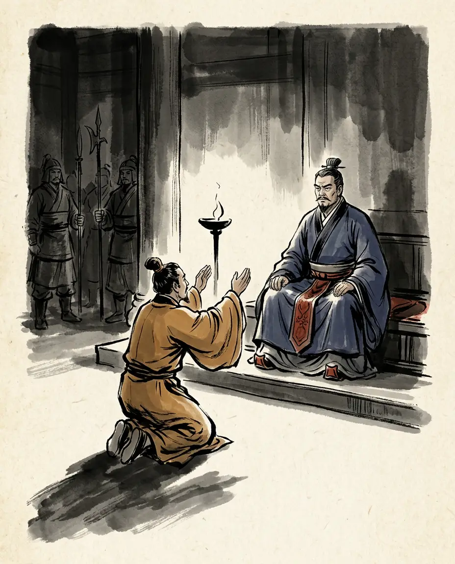 Panel 02: It began with a gate left in the wrong hands. Cao Cao had taken Hanzhong from Zhang Lu in 215 and gone home again, leaving generals to hold it. Liu Bei's advisers told him what that meant; in 217 he resolved to take the gate back.