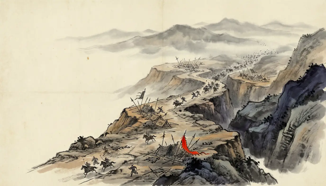 Panel 04: The first move went wrong. Zhang Fei and Ma Chao were sent to Xiabian in Wudu to cut the north-western road; Cao Hong fell upon Wu Lan's camp, the diversion broke, and Lei Tong fell.