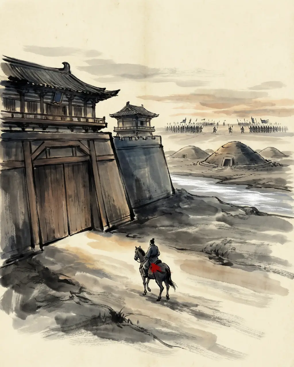 Panel 16: Sima Yi had two years left. He died in 251 and his sons ruled after him, Sima Shi and then Sima Zhao; in 254 Cao Fang was deposed, in 263 Shu fell, and in 265 Sima Yi's grandson took the throne himself and named the new dynasty Jin. The coup at the Gaoping Tombs was not a battle, but it was the decisive move: after that morning, Wei belonged to the Sima family.