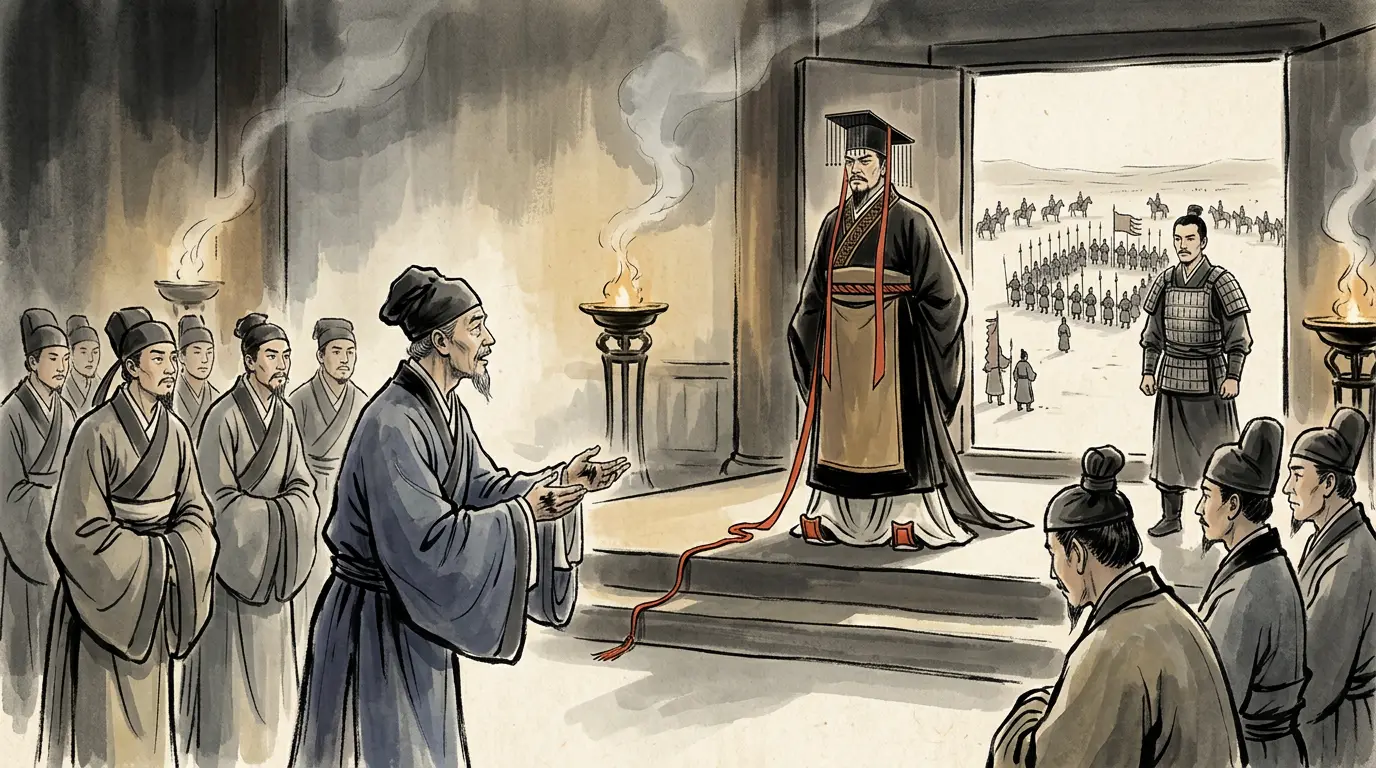 Panel 14: What he said was not that Li Ling was innocent, and it said nothing at all about the surrender. It was that the event ought to be read as the event that happened: under five thousand foot, deep in horse-country, holding down tens of thousands until the enemy was too busy saving its own dead and wounded to do anything else, then besieged by every bow-drawing person the confederation had; a thousand li fought over, and then the arrows and the road at an end together.