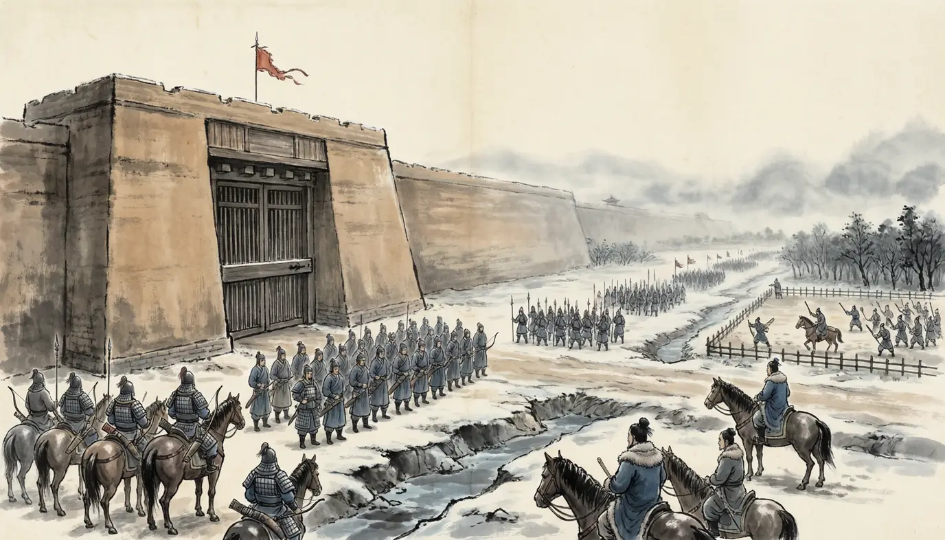 Panel 02: In the eleventh month of 92 BCE the emperor called out the knights of the three capital commanderies for a great search of the Shanglin park, then shut the gates of Chang'an and searched the city behind them. Eleven days went by before the gates were opened again, and the year-book enters the business under that winter in three words: the witchcraft began. A year earlier he had forbidden shamans to sacrifice on the roads.