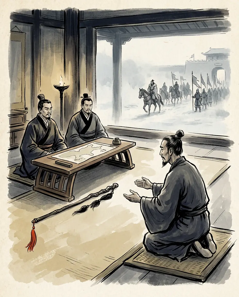 Panel 11: The argument that got Gu Ji killed was a small one: should the prince be walked home, or handed over at the wall. He volunteered for the longer answer, against the men who had run out of reasons to trust this brother.