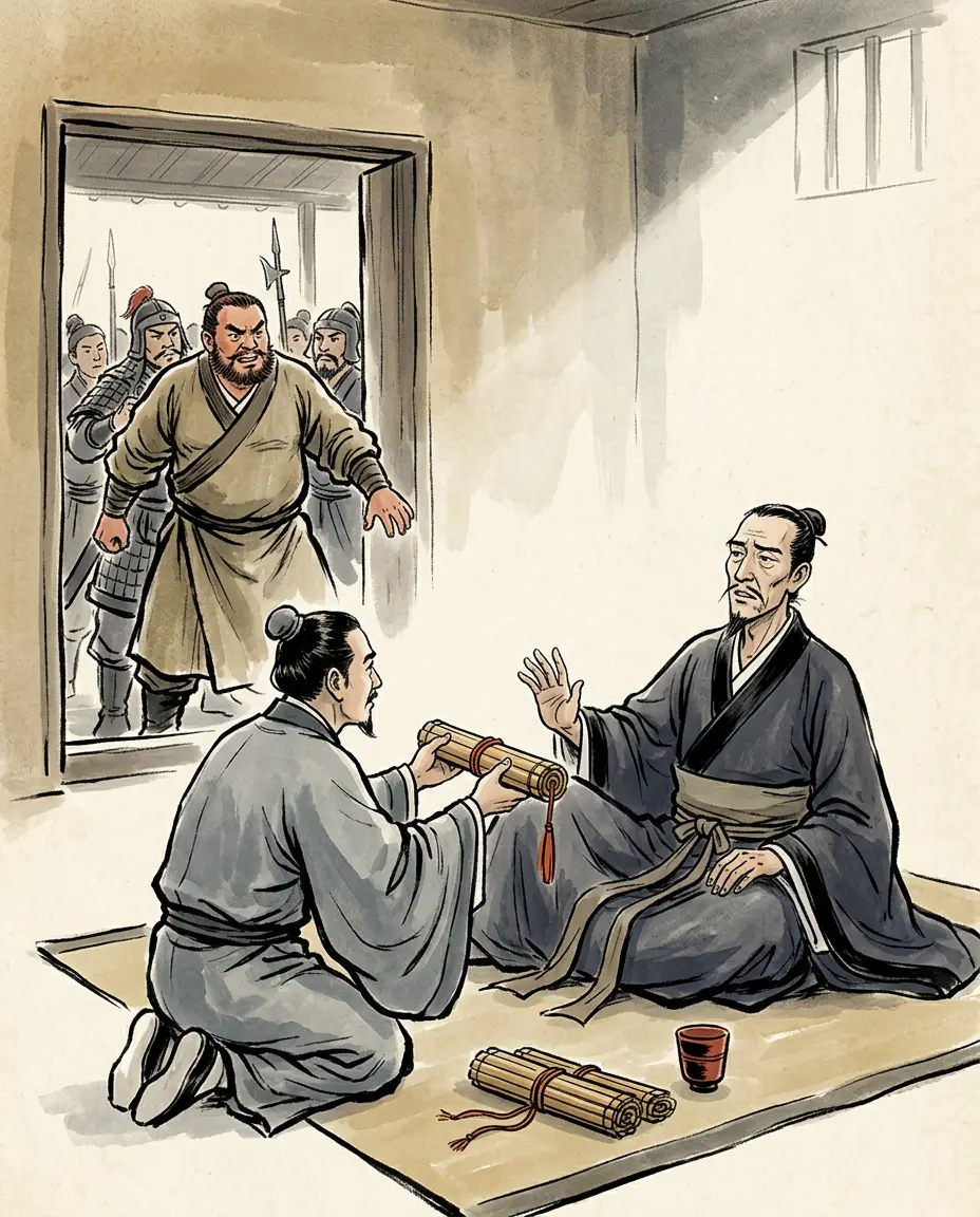 Panel 03: A man of Wan named Li Tong came to him with a prophecy book and a line made to be believed: the house of Liu will rise again, and the house of Li will be the pole it rises on. Liu Xiu did not dare, then thought about his brother's house full of reckless guests, and bought crossbows. In the tenth month of 22 CE he rose at Wan, aged twenty-eight.