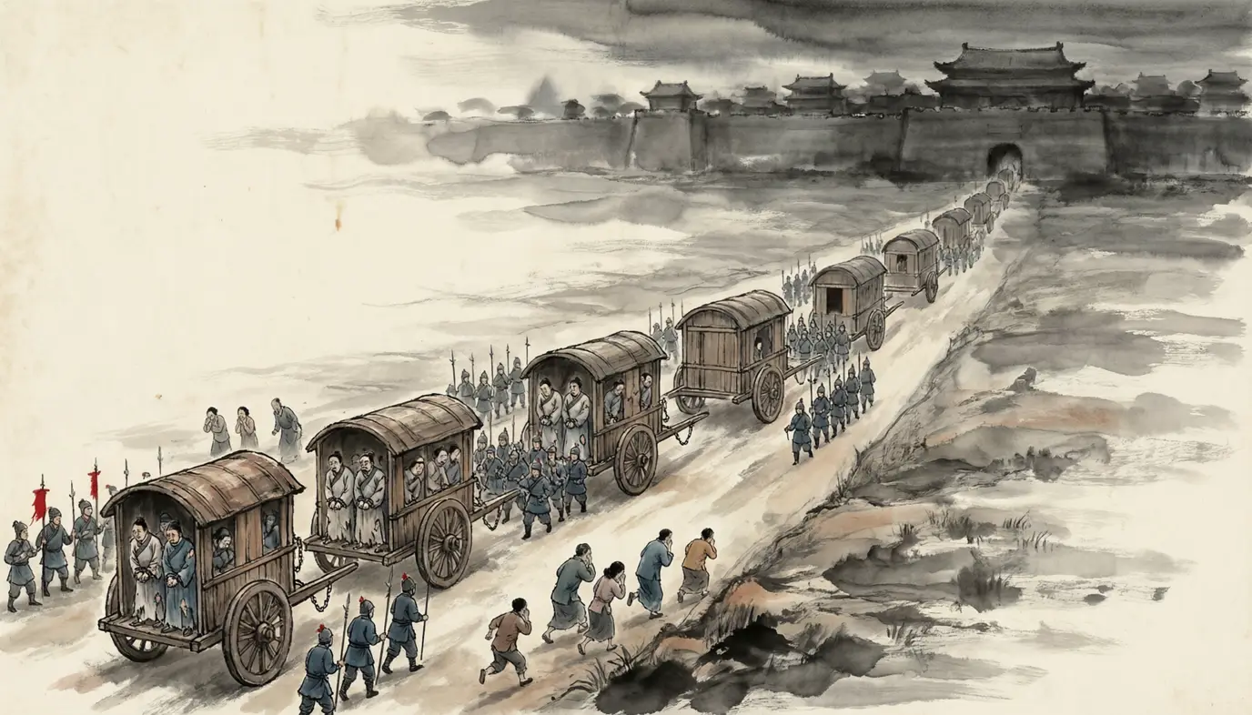 Panel 05: In 166 the first prohibition came down. Li Ying, Du Mi and two hundred and odd of the empire's named men sat in the emperor's jail for a year; and the realm answered the charge by honouring it — its most famous sorted into Three Lords, Eight Elites, Eight Who Nurture, Eight Who Lead and Eight Providers — thirty-five names the age had written for itself, and the court read back as evidence.