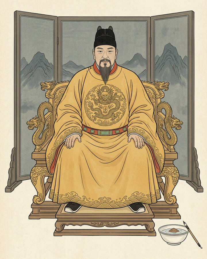 Ink leaf portrait of Emperor Taizong, The Civil Emperor.