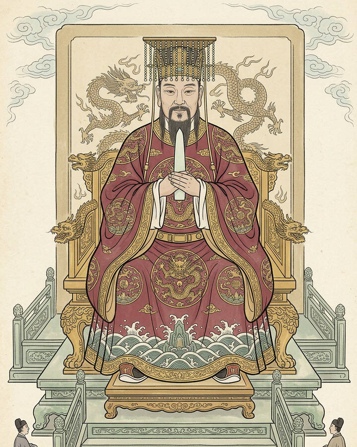 Ink leaf portrait of Jade Emperor, Great Celestial Worthy.