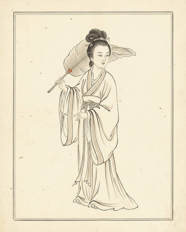 Ink leaf portrait of Princess Iron Fan, The Rakshasi Lady.