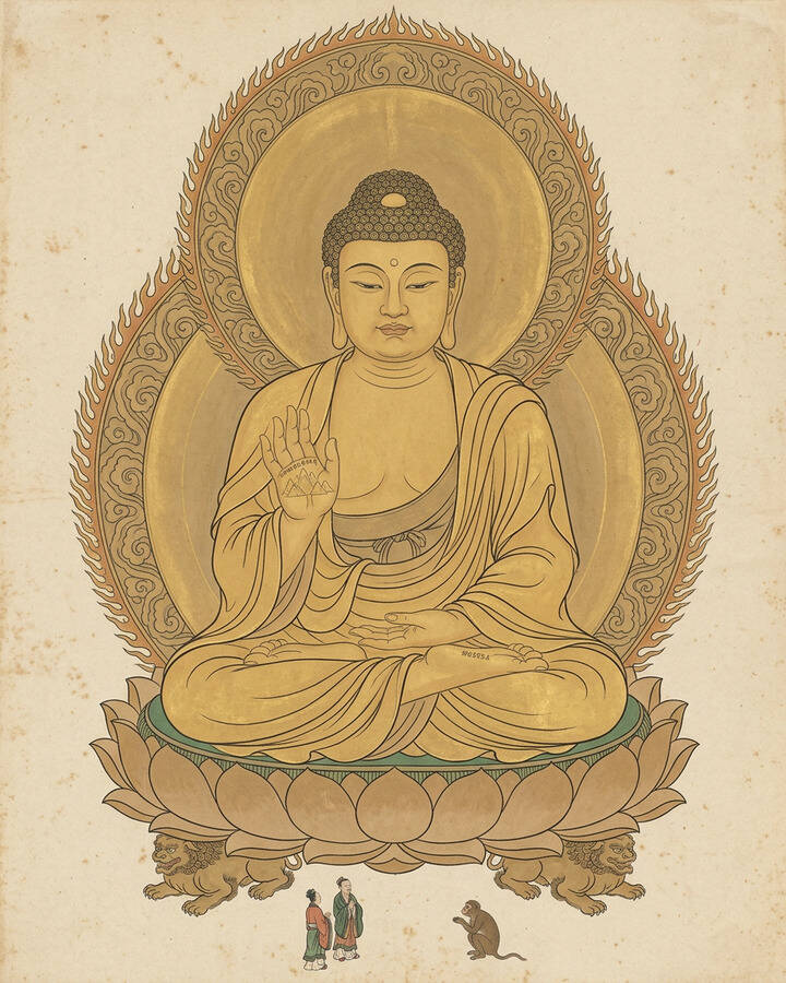 Ink leaf portrait of Sakyamuni Buddha, Sakyamuni of the West.