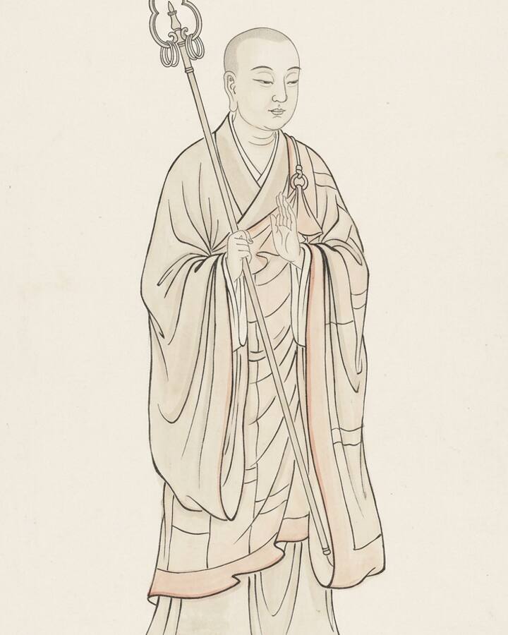 Ink leaf portrait of Tang Sanzang, Tripitaka of the Tang.