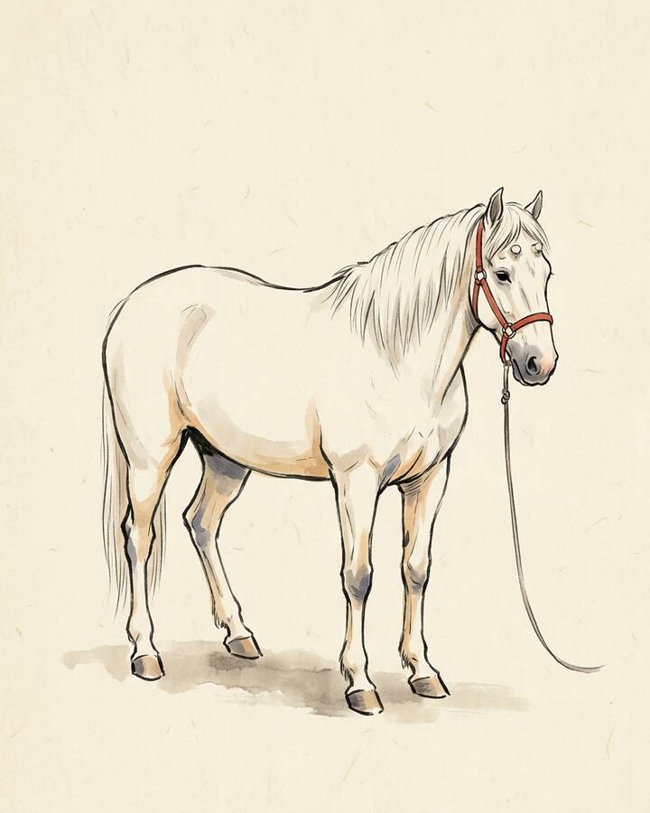 Ink leaf portrait of White Dragon Horse, Ao Lie of the West Sea.