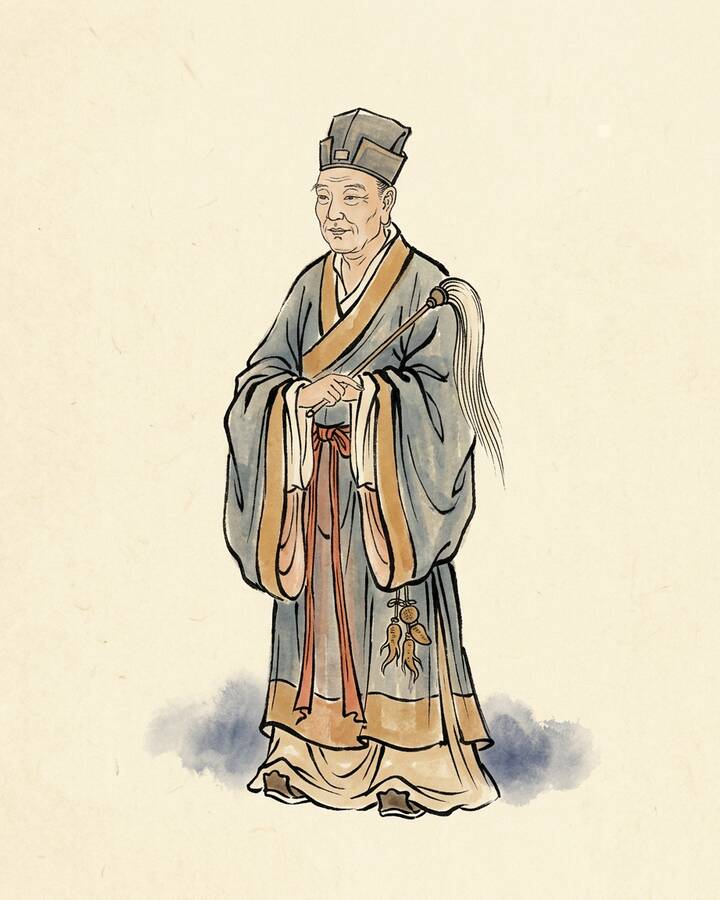 Ink leaf portrait of Zhenyuan Daxian, Co-equal With Heaven.