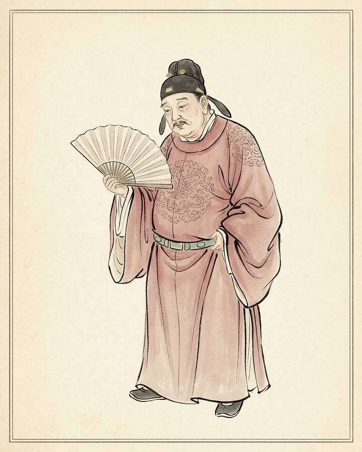 Jia She（綽号 the Eldest Master）の水墨の冊葉肖像。