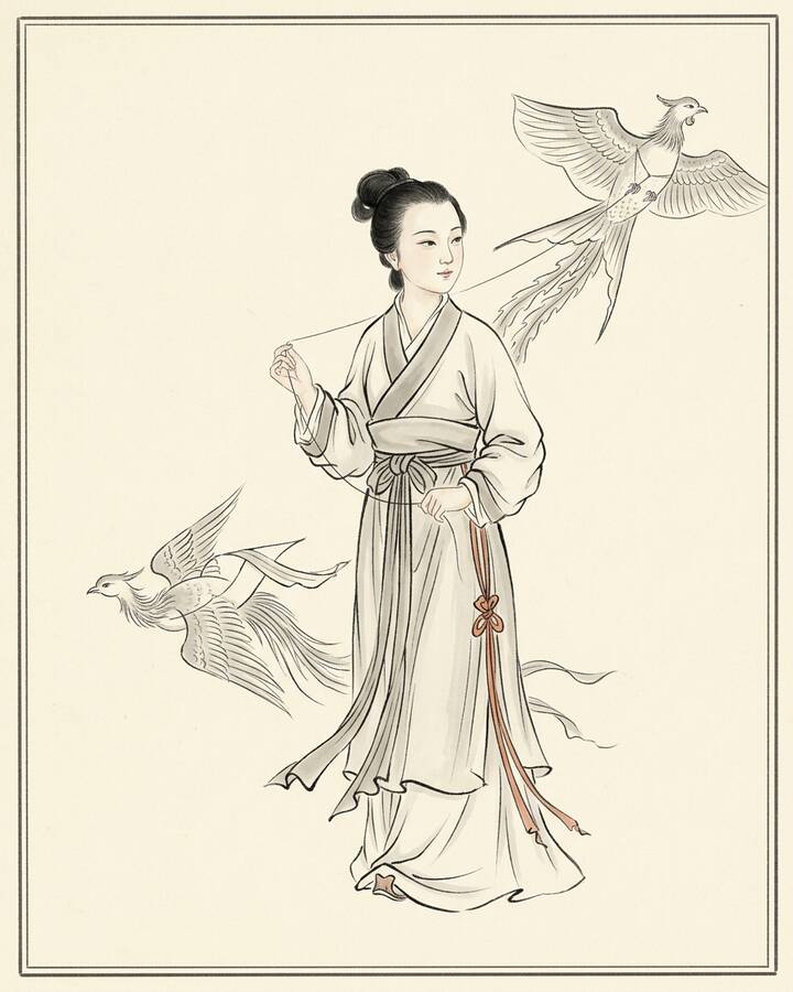 Jia Tanchun（綽号 Guest Beneath the Plantains）の水墨の冊葉肖像。