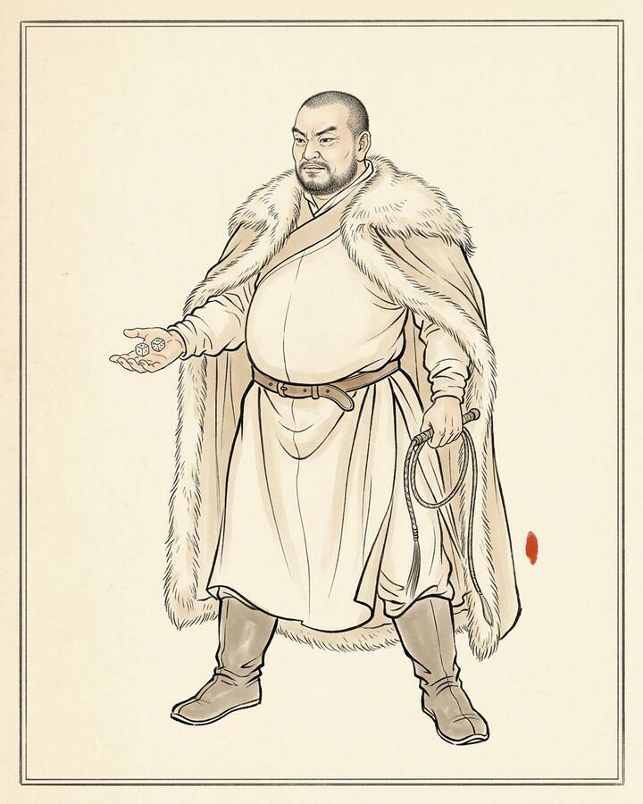 Jia Zhen（綽号 the Chief Master of Ning）の水墨の冊葉肖像。