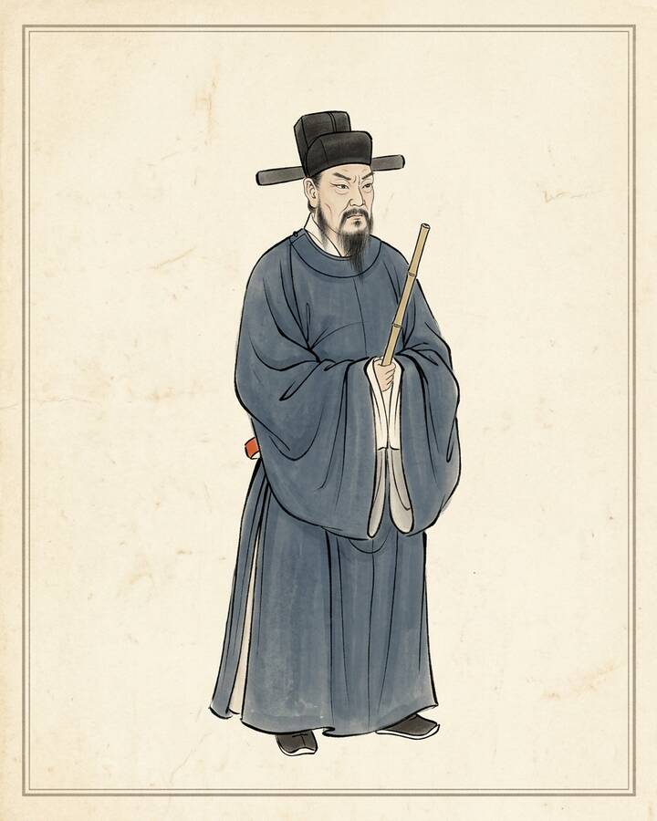 Jia Zheng（綽号 the Second Master）の水墨の冊葉肖像。