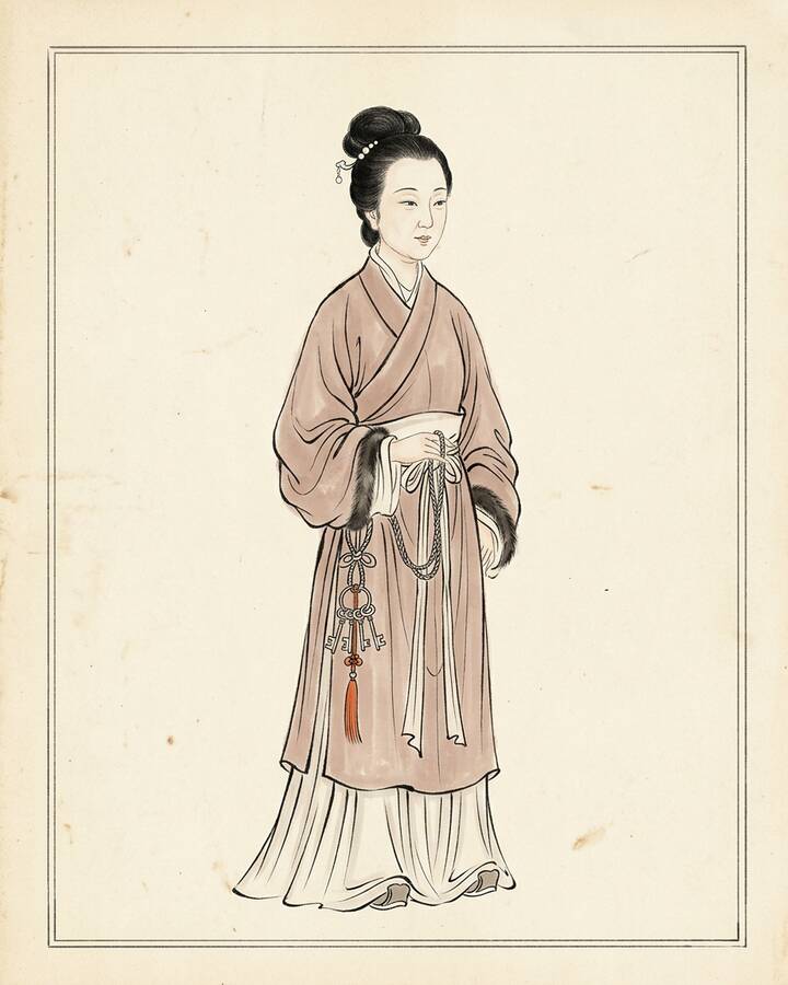Lady You（綽号 Mistress Zhen of Ningguo）の水墨の冊葉肖像。