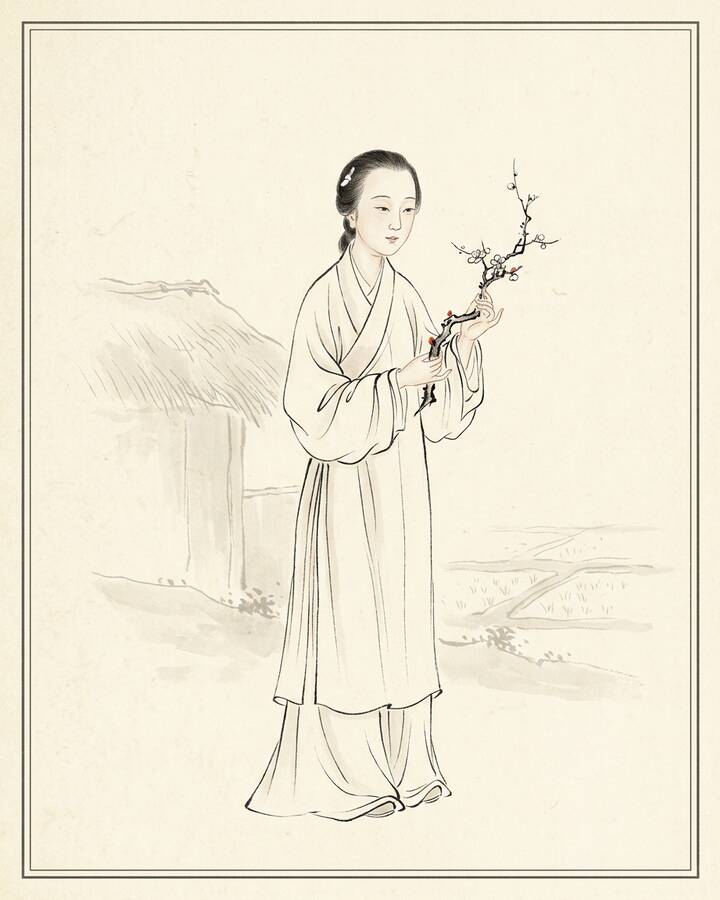 Li Wan（綽号 Old Farmer of Paddy Fragrance）の水墨の冊葉肖像。