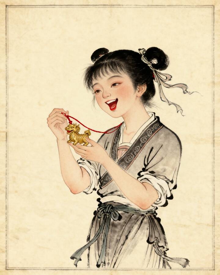 Shi Xiangyun（綽号 Old Friend of the Cloud Pillow）の水墨の冊葉肖像。