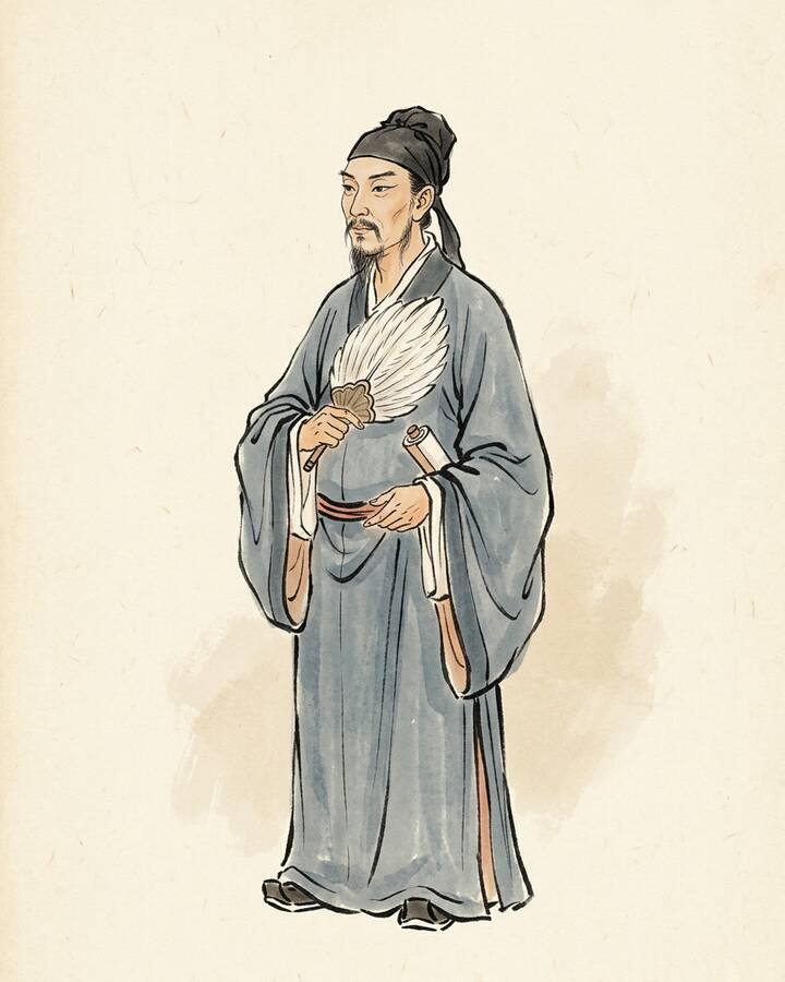 Ink leaf portrait of Wu Yong, Resourceful Strategist.