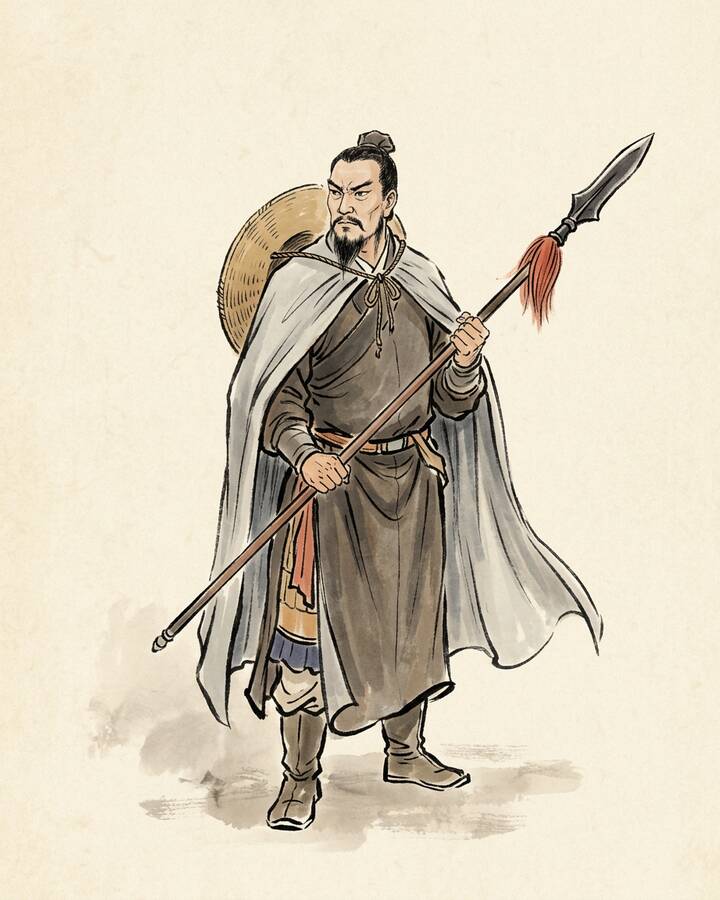 Ink leaf portrait of Lin Chong, Leopard Head.