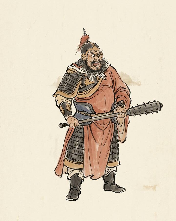 Ink leaf portrait of Qin Ming, Fiery Thunderbolt.