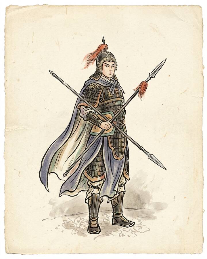 Ink leaf portrait of Dong Ping, Double Spears.