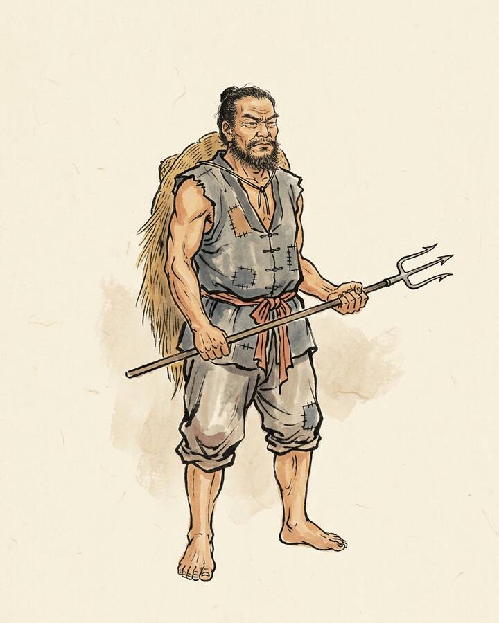 Ink leaf portrait of Ruan Xiao'er, Standing Tai Sui.