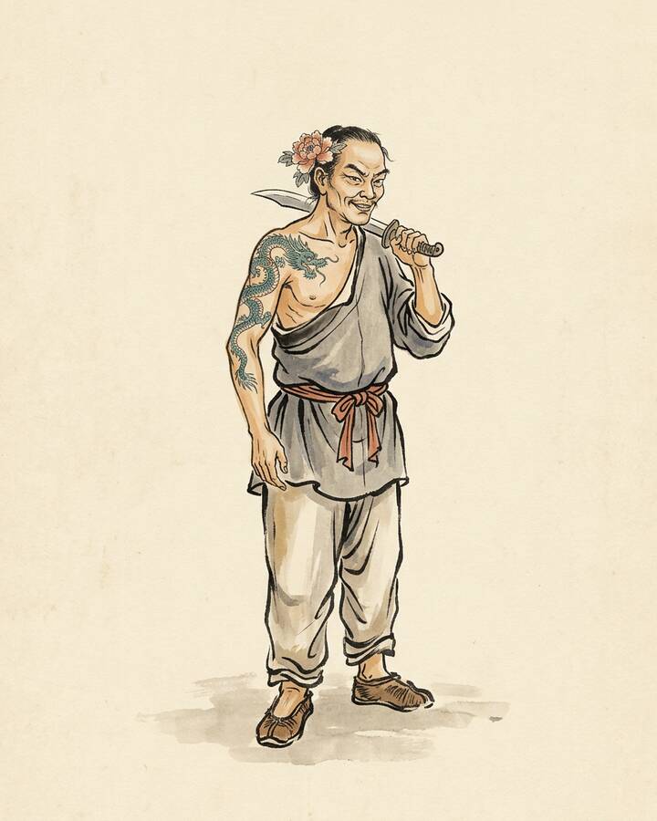 Ink leaf portrait of Ruan Xiaowu, Short-Lived Second Lord.