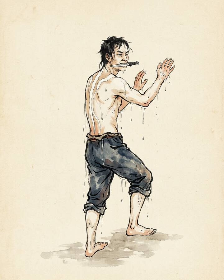 Ink leaf portrait of Zhang Shun, White Stripe in the Waves.