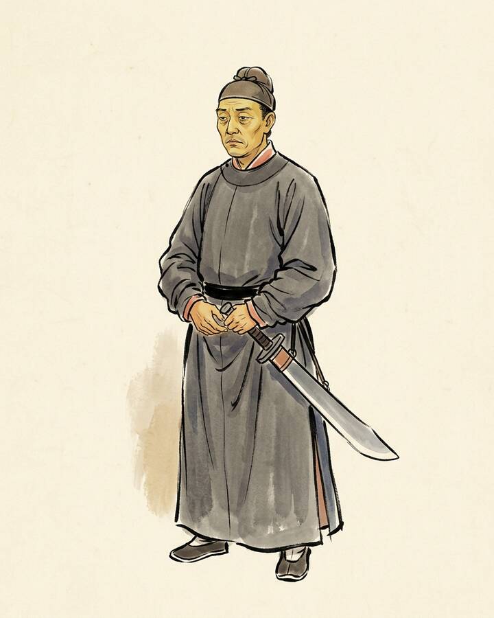 Ink leaf portrait of Yang Xiong, Sick Guan Suo.