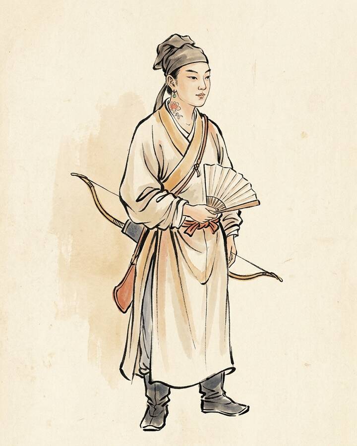 Ink leaf portrait of Yan Qing, The Prodigal.