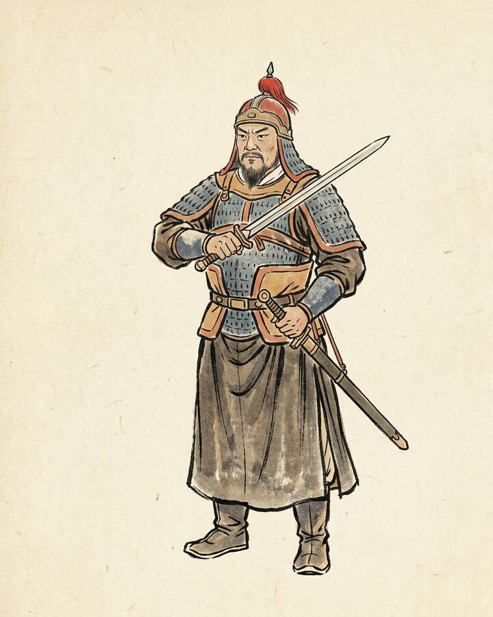 Ink leaf portrait of Huang Xin, Subduer of Three Mountains.