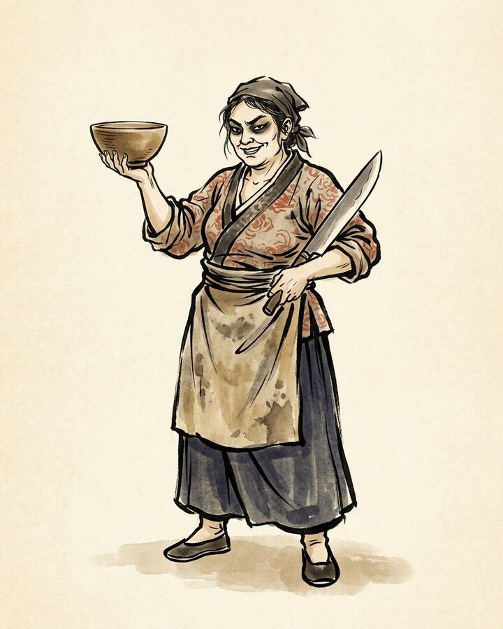 Ink leaf portrait of Sun Erniang, Female Yaksha.
